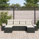 Havesofa Sæt med pude 6 pcs Sort polyrattan