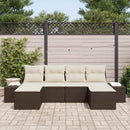 Havesofa Sæt med pude 6 pcs Brun polyrattan
