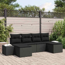 Havesofa Sæt med pude 6 pcs Sort polyrattan