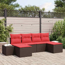 Havesofa Sæt med pude 6 pcs Brun polyrattan