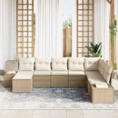 Havesofa Sæt med pude 8 pcs Beige polyrattan