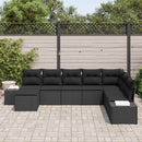 Havesofa Sæt med pude 8 pcs Sort polyrattan