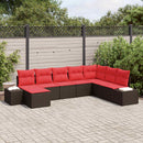 Havesofa Sæt med pude 8 pcs Brun polyrattan