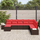 Havesofa Sæt med pude 8 pcs Brun polyrattan