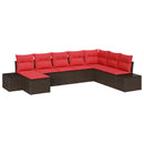 Havesofa Sæt med pude 8 pcs Brun polyrattan