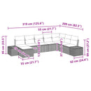 Havesofa Sæt med pude 8 pcs Brun polyrattan