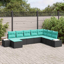 Havesofa Sæt 8 stk. Sort polyrattan