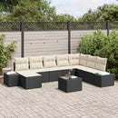 Havesofa Sæt 9 stk. Sort polyrattan