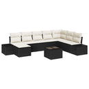 Havesofa Sæt 9 stk. Sort polyrattan