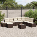 Havesofa Sæt med pude 9 pcs Brun polyrattan