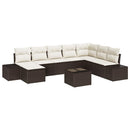 Havesofa Sæt med pude 9 pcs Brun polyrattan