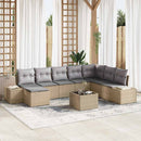 Havesofa Sæt med pude 9 pcs Beige polyrattan