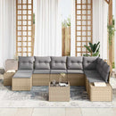 Havesofa Sæt med pude 9 pcs Beige polyrattan
