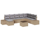 Havesofa Sæt med pude 9 pcs Beige polyrattan