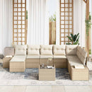 Havesofa Sæt med pude 9 pcs Beige polyrattan