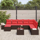 Havesofa Sæt med pude 9 pcs Brun polyrattan
