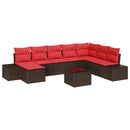 Havesofa Sæt med pude 9 pcs Brun polyrattan