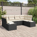 Havesofa Sæt med pude 6 pcs Sort polyrattan
