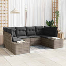 Havesofa Sæt med pude 6 pcs Grå polyrattan