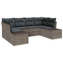 Havesofa Sæt med pude 6 pcs Grå polyrattan