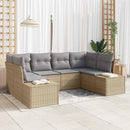 Havesofa Sæt med pude 6 pcs Beige polyrattan