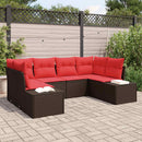Havesofa Sæt med pude 6 pcs Brun polyrattan