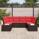 Havesofa Sæt med pude 6 pcs Brun polyrattan