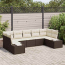 Havesofa Sæt med pude 7 pcs Brun polyrattan
