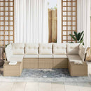 Havesofa Sæt med pude 7 pcs Beige polyrattan