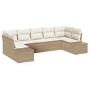 Havesofa Sæt med pude 7 pcs Beige polyrattan