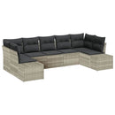 Havesofa Sæt med pude 7 pcs Lysegrå polyrattan