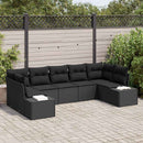 Havesofa Sæt med pude 7 pcs Sort polyrattan