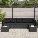 Havesofa Sæt med pude 7 pcs Sort polyrattan