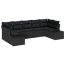 Havesofa Sæt med pude 7 pcs Sort polyrattan