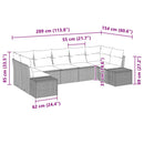 Havesofa Sæt med pude 7 pcs Sort polyrattan
