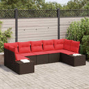 Havesofa Sæt med pude 7 pcs Brun polyrattan