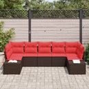 Havesofa Sæt med pude 7 pcs Brun polyrattan