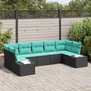 Havesofa Sæt 7 stk. Sort polyrattan