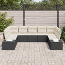 Havesofa Sæt med pude 9 pcs Sort polyrattan