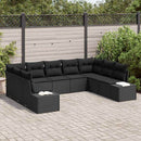 Havesofa Sæt med pude 9 pcs Sort polyrattan