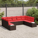 Havesofa Sæt med pude 9 pcs Brun polyrattan