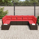 Havesofa Sæt med pude 9 pcs Brun polyrattan