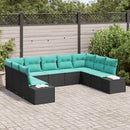 Havesofa Sæt 9 stk. Sort polyrattan