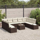 Havesofa Sæt med pude 10 pcs Brun polyrattan