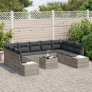 Havesofa Sæt med pude 10 pcs Lysegrå polyrattan