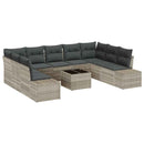 Havesofa Sæt med pude 10 pcs Lysegrå polyrattan