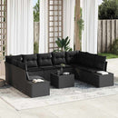 Havesofa Sæt med pude 10 pcs Sort polyrattan