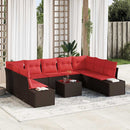 Havesofa Sæt med pude 10 pcs Brun polyrattan