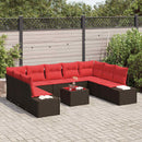 Havesofa Sæt med pude 10 pcs Brun polyrattan