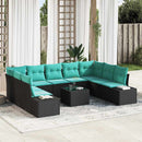 Havesofa Sæt 10 stk. Sort polyrattan